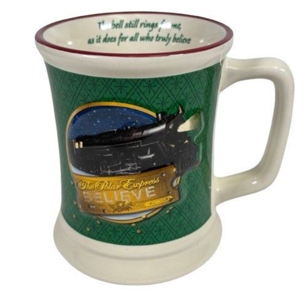 Polar Express Hot Chocolate Believe Ticket 3D Raised Design Coffee Mug Cup Train